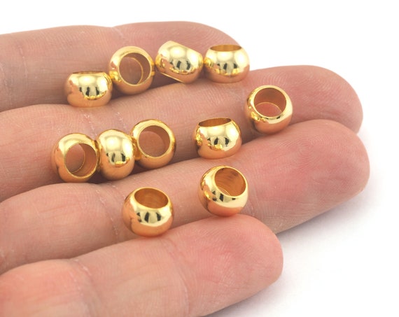 Sphere 9x6mm Shiny Gold Plated Brass Beads hole 5.5mm Findings