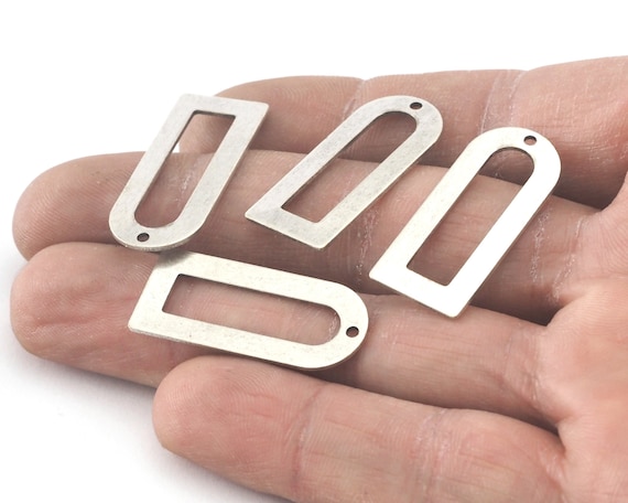 Semi Circle Rectangle Pendant 30x13x0.8mm Antique Silver