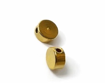 7mm Brass Slider Bead Flat Round Spacer 1.8mm Hole 3.7mm Thick Minimal Jewelry Finding Gold Tone Disc Bead Leather Cord Spacer bab2 1533