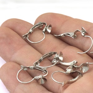 Ohrring Draht Ohrring Verschluss mit Lünette (6 mm Einstellung) Silber Ton (Nickel Frei) Messing 18 x 14 mm 2369
