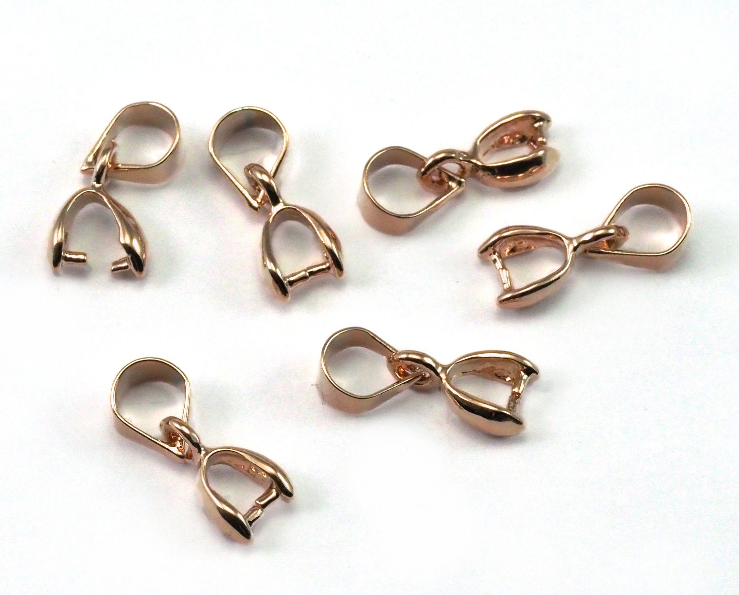 Pinch Bails in Rose Gold Plated Brass 12x5mm Pendant Etsy