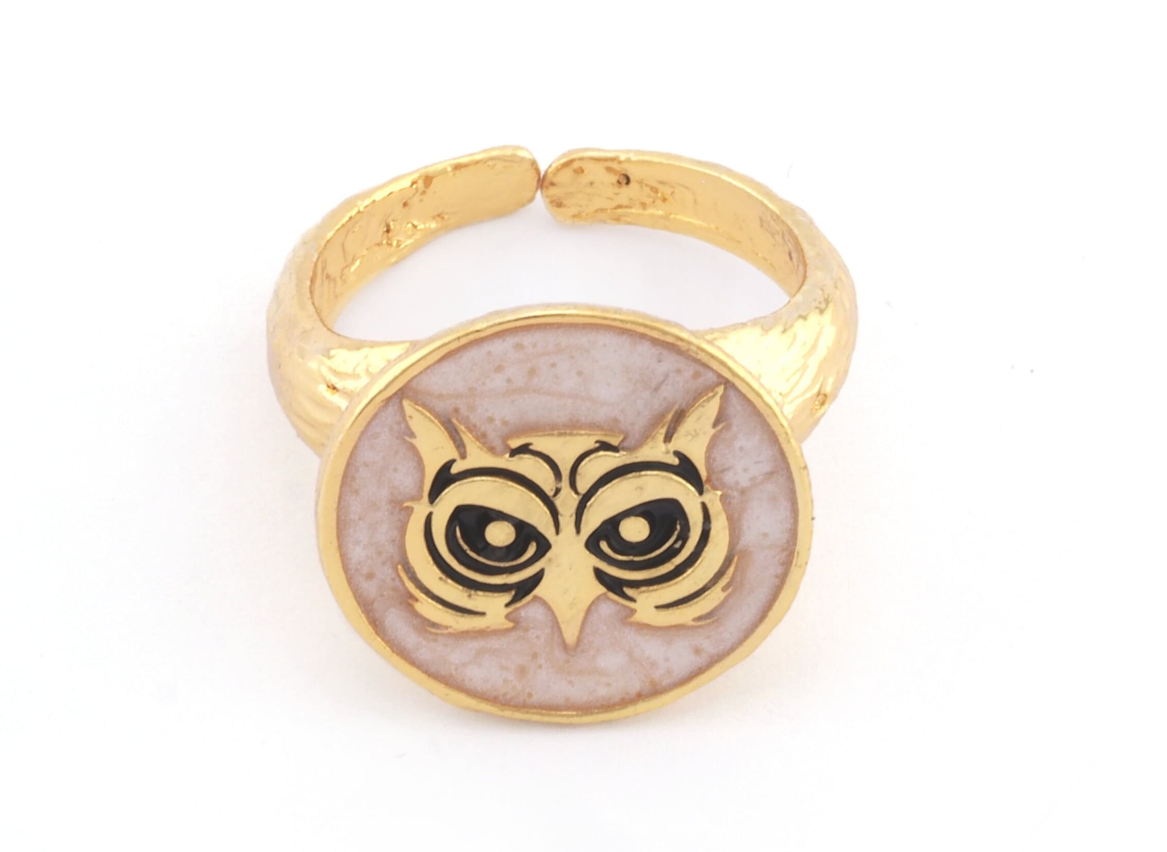 Owl Bird Animal Adjustable Ring Enamel Filled (6US - 9US inner size) 4910