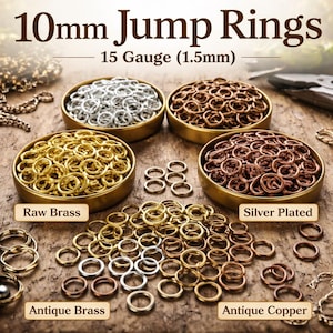 10 mm Biegering 1,5 mm Messing, roh lackiert, versilbert, antik Messing, Kupfer, Schmuckzubehör Lieferung 1170V