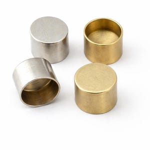 Antique silver and raw brass cord end caps 14x10mm with 13mm hole nickel free jewelry findings