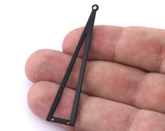Dreieck Schwarz Bemaltes Messing 60 x 13 mm (0,8 mm Dicke) 3 Loch Charms Zubehör 3499