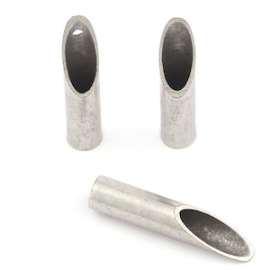 Diagonal cut tube rod Charms Antique silver plated Brass 6x28mm (hole 5mm ) 1749