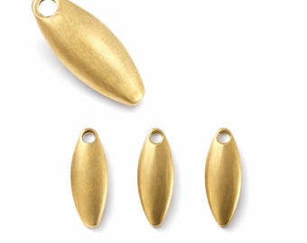 Small Brass Charm 10mm, Tiny Oval Pendant, Raw Brass Jewelry Supply, Minimal Tag Charm, DIY Jewelry Component -302