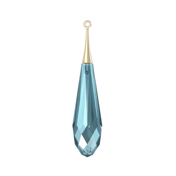 Pure drop pendant 6532 Swarovski® aquamarine (half hole) with gunmetal trumpet cap 21mm oz382