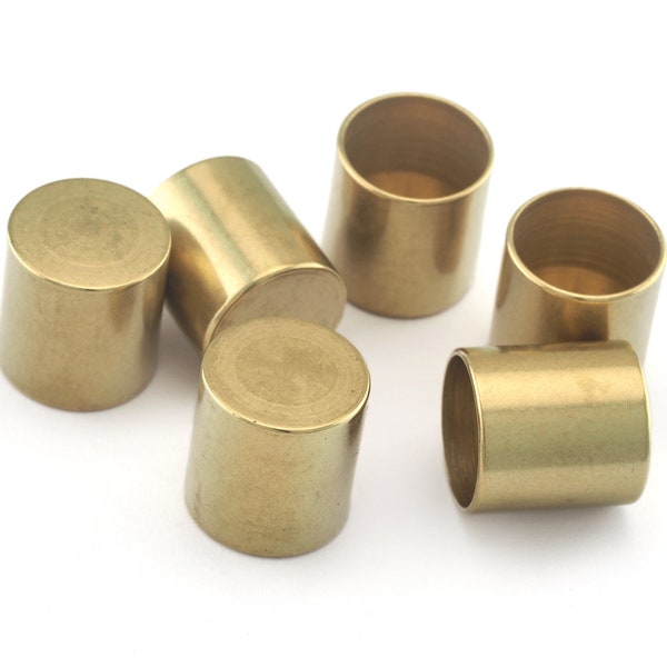 Cord End Caps Raw brass 13x12mm (11mm inside diameter) Leather Cord Terminator cord  tip ends, ribbon end, ENC11 OZ3102