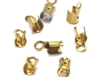 Raw Brass Leather Cord End Crimps (3mm) -CSS4TR-7 764