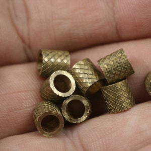 Textured Tube 6x6mm hole 4mm Raw Brass Charms Findings Spacer Bead bab4 ttt66 1618 image 2