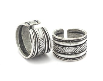 Adjustable Band Ring Antique Silver Plated brass (18mm 8US inner size) Oz2656