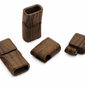 Wood Grain Leather Cord End Closure, Alloy Cord End Cap 28x15x8mm, Fits 11x5mm Flat Leather Cord, DIY Jewelry Findings -2611