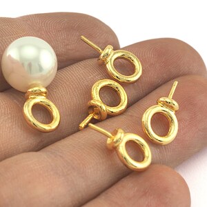 Pearl Holder, Peg upeyes screw eyes, Cup, Gold Plated brass, inner hole 5mm oz983-72