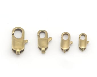 Lobster Claw Clasps Raw Brass Solid Brass 10 - 12 - 14 - 16 - 21 mm