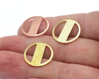 Round Moon 18mm Copper - raw brass - brushed brass no holes connector charms findings 4453