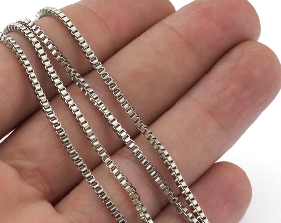 Cube Box Chain 1,9mm Silver Tone Alloy Square Chain Z025