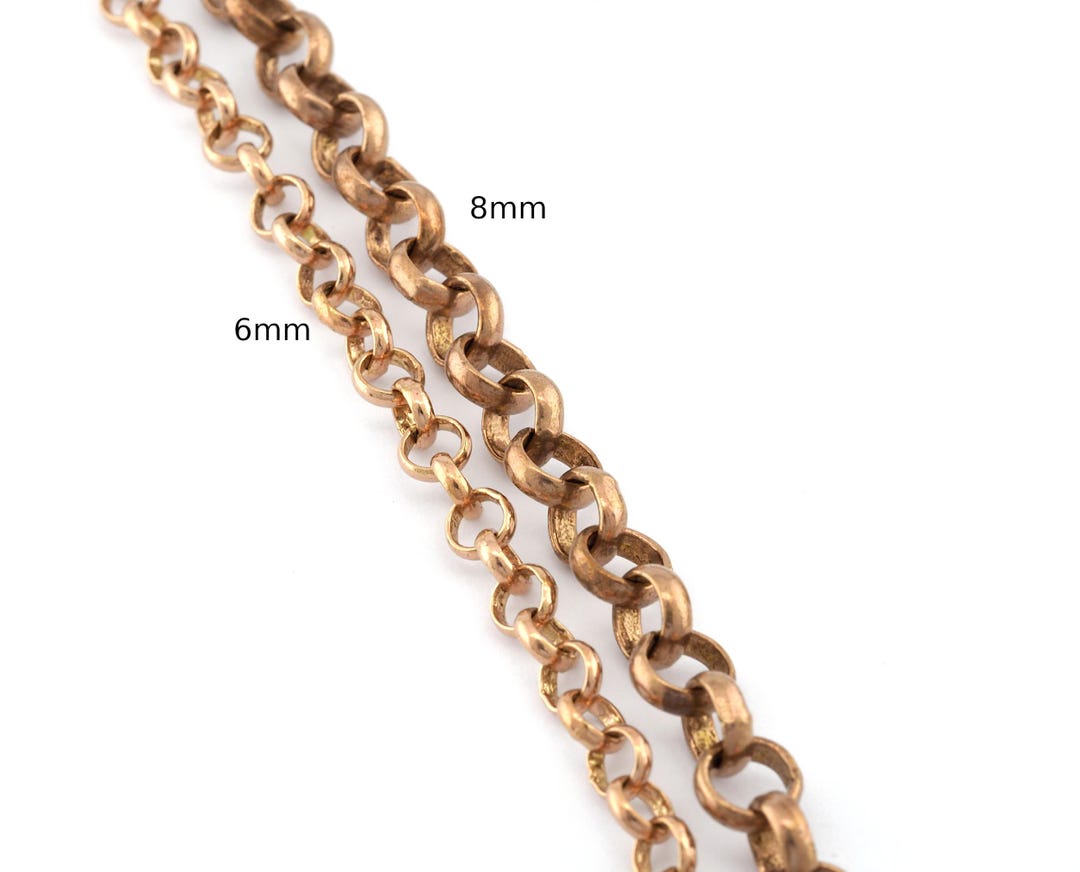 Raw Brass Belcher Chain, Soldered Rolo Chain (6mm or 8mm) -Z202 - Etsy