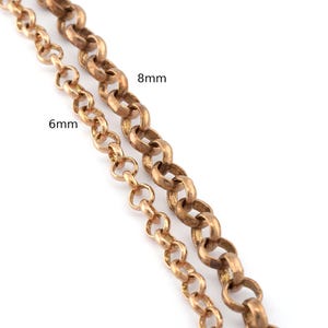Belcher Chain / Rolo Chain Soldered chain raw brass  6mm or 8mm Z202