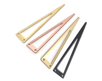 Long Triangle Raw Brass Copper 50x11mm (0.8mm thickness) 2 Hole Charms  Findings 3781-115