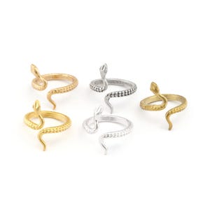 Adjustable Snake Ring – Raw Brass Animal Wrap Ring -3948