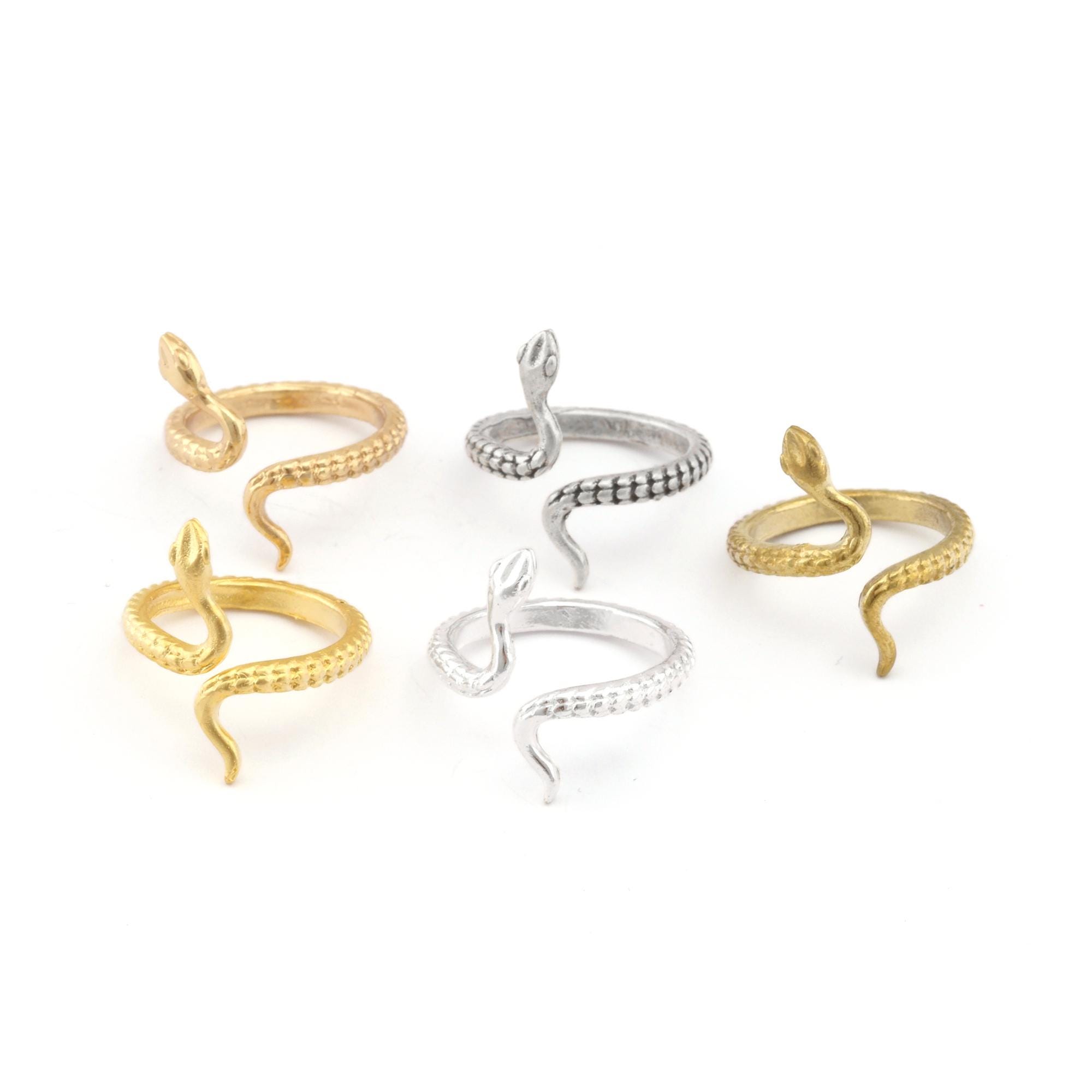 Set Di 4 Anelli Serpente In Argento Regolabili – Gioielli Punk Vintage Aperti Per Donne E Ragazze, Anelli Impilabili Per Nocche