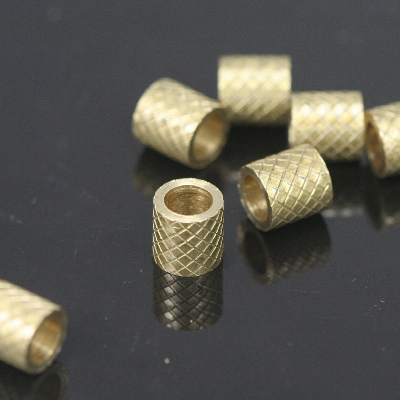 Textured Tube 6x6mm hole 4mm Raw Brass Charms Findings Spacer Bead bab4 ttt66 1618 image 3