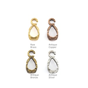 Soporte deslizante para dijes con forma de gancho para colgantes de cuentas - Latón crudo, cobre antiguo, bronce antiguo, plata antigua S478