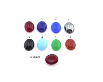 Cabochons Czech Glass  Oval 10x8mm Flat Back CAB98