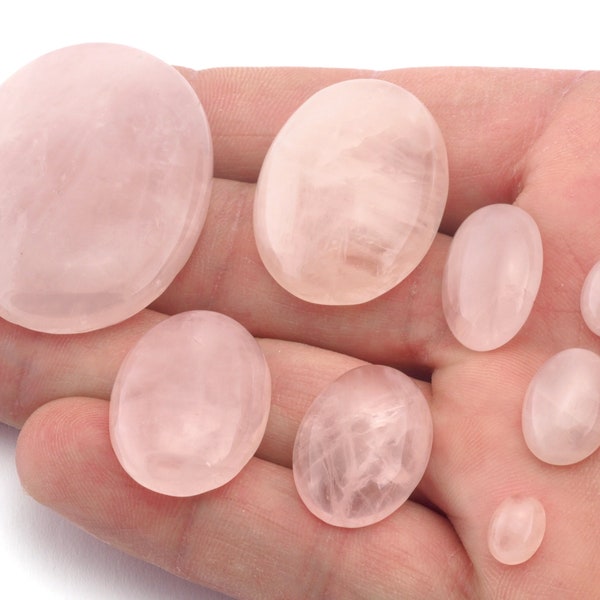 Cabochons à dos plat avec pierres précieuses ovales en quartz rose 6x8 8x10 10x12 10x14 12x16 13x18 15x20 18x25 22x30 30x40 sans trou