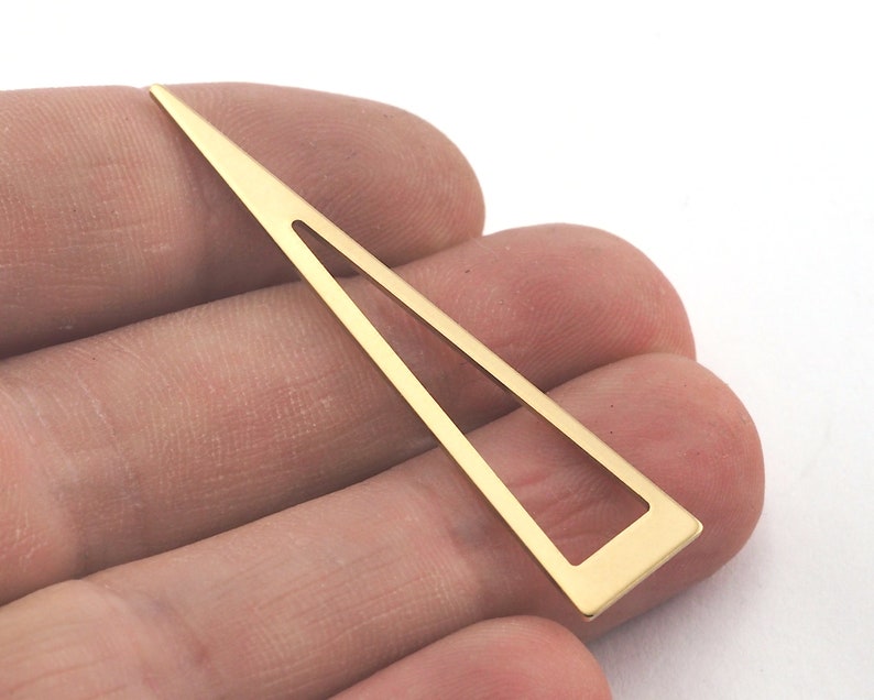 Long Triangle raw brass 50x11mm 0.8mm thickness no hole charms findings OZ3782-115 image 2