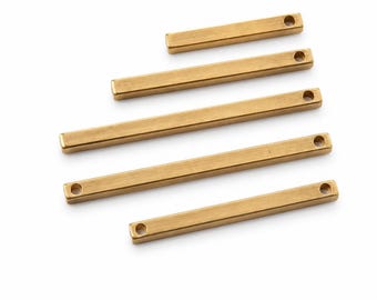 Raw Brass Square Bar Connector, 25mm 35mm 45mm Bar Charm, Single Double Hole Jewelry Finding, Minimalist Necklace Bracelet Connector 2135
