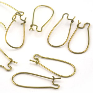 Kidney earring wires Wire earring Raw brass 25mm with loop 3002