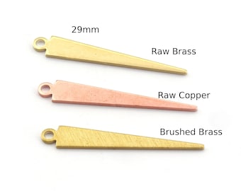 Triangle raw brass - Copper - Brushed 29x4.5mm 1 hole charms findings 4893-50