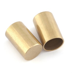 Cylinder Round Brass ends caps, (Outer dimensions: 25x16mm) 14mm inner hole raw brass cord  tip ends, brass ribbon end, findings ENC14 1425