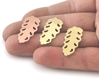 Leaf Pendant Charms no hole Tag Raw Brass - Brushed Brass - Copper 30mm 0.8 mm Findings  R309