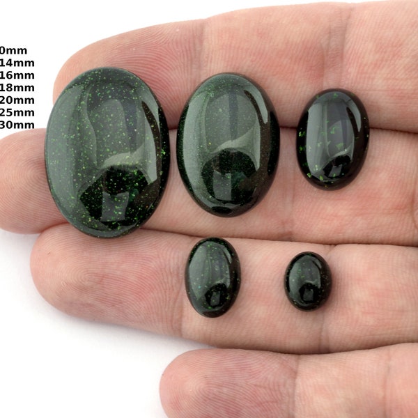 Green Gold Stone Oval Dome Gemstone Flat Back Cabochons 8x10 10x14 12x16 13x18 15x20 18x25 22x30 mm no hole cab97-11