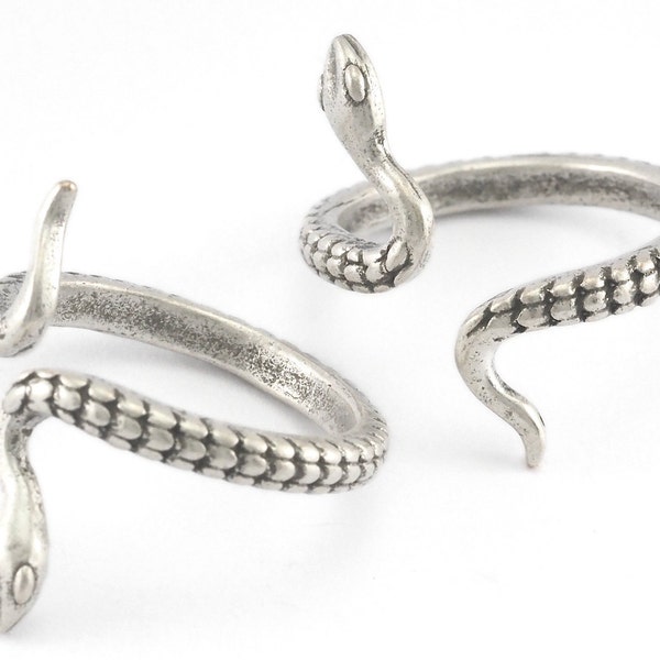 Minimlist Snake Adjustable Ring Antique Silver Plated Brass (18mm 8US inner size) Oz3948