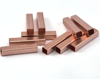 Raw Copper square tube  6x30mm (5.5mm hole) finding charm pendant 2307