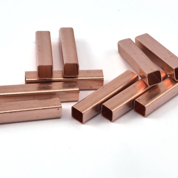 Raw Copper square tube  6x30mm (5.5mm hole) finding charm pendant 2307