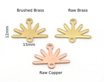 Sun Charms Connector 15x12mm 2 hole Raw Copper - Brass - Brushed Brass findings S156-38