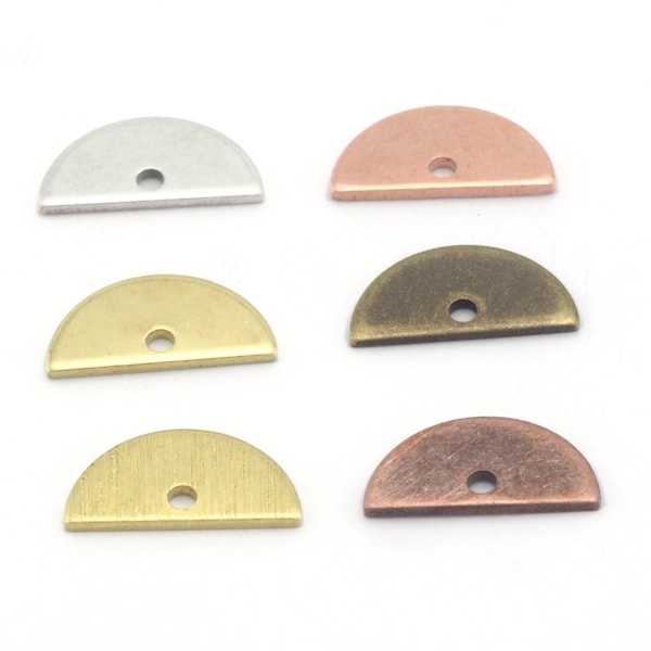 Semi Circle Half Moon copper - raw brass 6x12mm (0.8mm thickness) charms findings blank R327