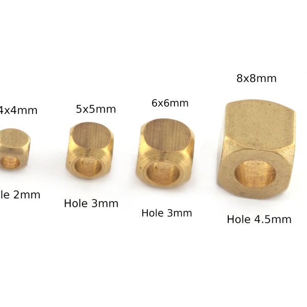 Square cube Raw Brass Metal Beads 8x8mm 6x6mm 5x5mm 4x4mm finding square cube rod bab4 bab3 bab2 1537