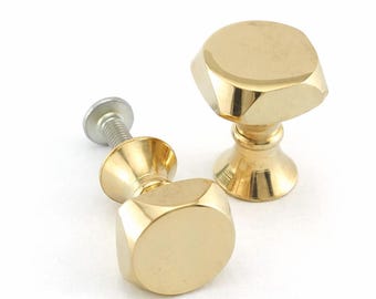 Solid Brass Cabinet Knob, Gold Drawer Knob, Kitchen Cabinet Handle, Minimal Furniture Knob, Dresser Pull, Modern Brass Hardware 16x23mm