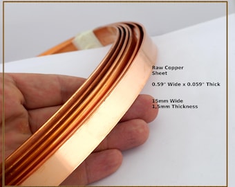 Flat Raw Copper Sheet Strip, 15mm Wide (1,5mm Thickness) -BA-15-01