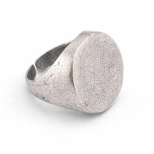 Adjustable Raw Brass Signet Ring Blank (US 7-9) – Gold Plated & Antique Silver Options, Engraving Base -3680 Antique Silver