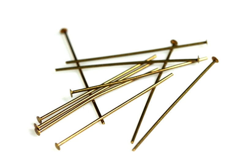 Brass head pin 150 pcs 50mm 2 23 gauge 0,6mm antique brass headpin HA5023-20 image 2