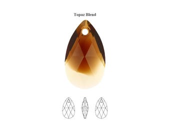 Pear shaped pendant 6106 Swarovski® Topaz blend  (722) 22mm