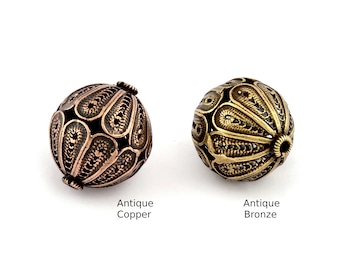 Flower Sphere Ball Round Spacer Beads, Connector Brass Antique Copper, Antique Bronze 22mm  bab2 S422