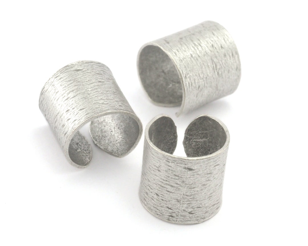 Adjustable Antique Silver Plated Brass Tube Ring (7.5US Size 18mm Inner ...